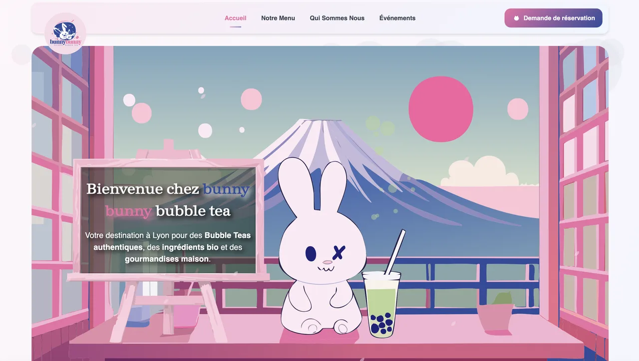 Bunny Bunny Bubble Tea — page d'accueil illustrée